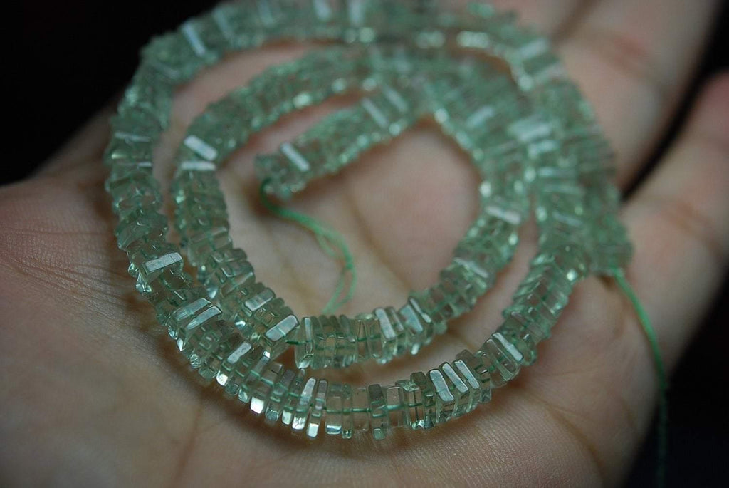 8 Inch Strand, Super Finest-Quality-Aaa Green Amethyst Heishi Cut Square Beads, 4-5mm Size - Jalvi & Co.