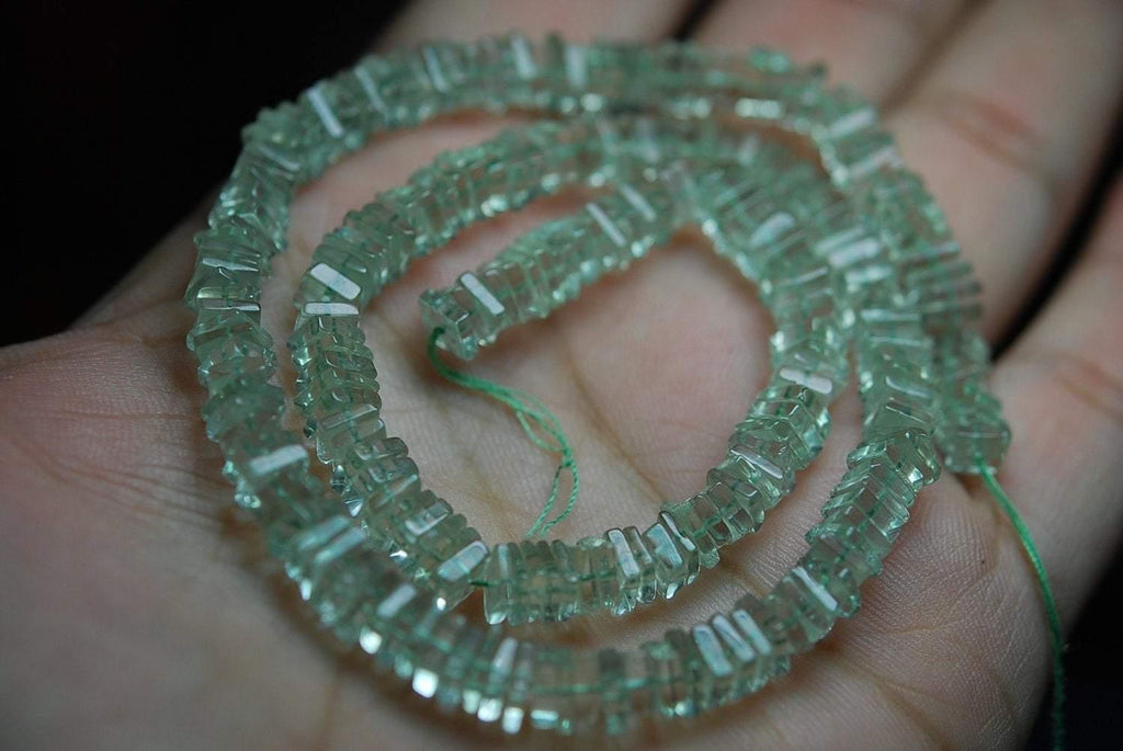 8 Inch Strand, Super Finest-Quality-Aaa Green Amethyst Heishi Cut Square Beads, 4-5mm Size - Jalvi & Co.