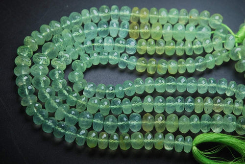 8 Inch Strand, Super Finest-Quality-Super Rare Prehnite Micro Faceted Rondelles,Large Size 8-9mm Size - Jalvi & Co.