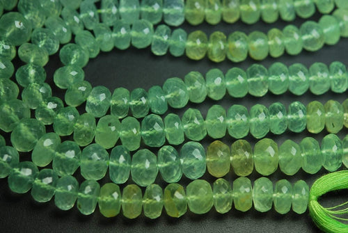 8 Inch Strand, Super Finest-Quality-Super Rare Prehnite Micro Faceted Rondelles,Large Size 8-9mm Size - Jalvi & Co.