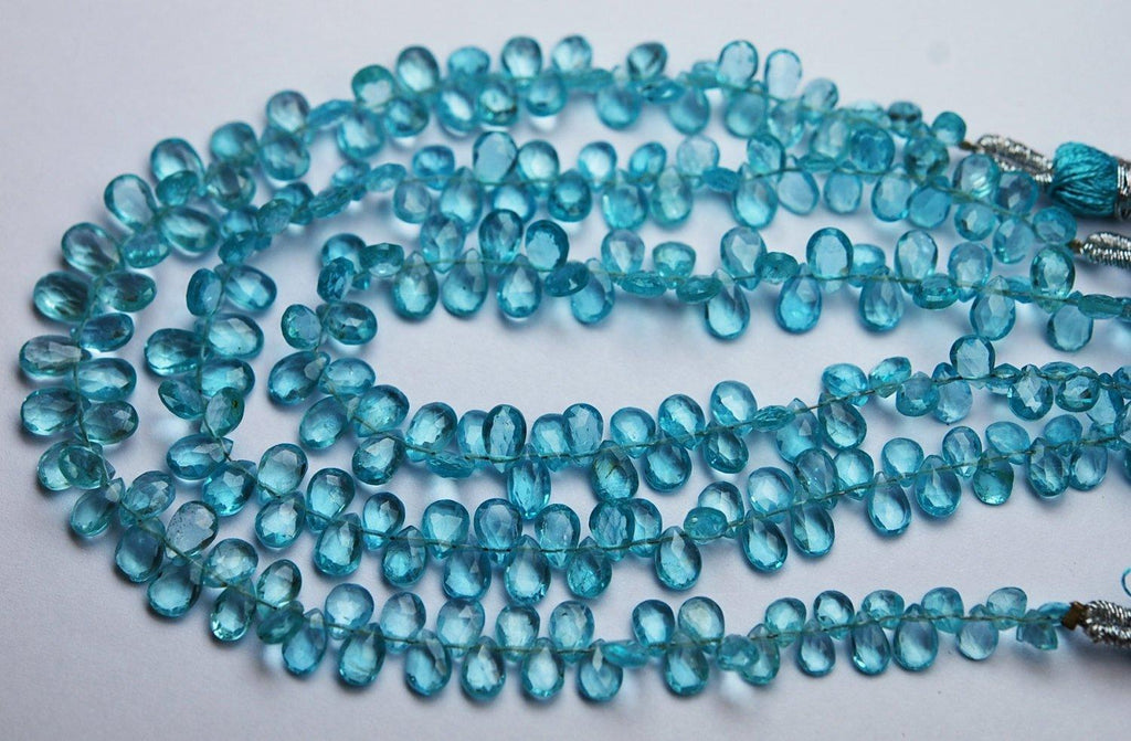 8 Inch Strand, Super Finest Quality,Sky Blue Apatite Faceted Pear Briolettes,Size 5.5-6mm Manufacturers Price - Jalvi & Co.