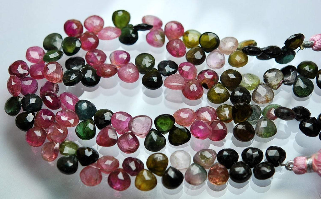 8 Inch Strand Super-Finest,Multi Tourmaline Faceted Pear Briolettes 6-7mm - Jalvi & Co.