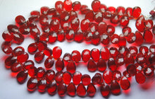 Load image into Gallery viewer, 8 Inch Strand Superb-Finest Quality Natural Dyed Ruby Red Quartz Faceted Pear Shape Briolettes, 7X10mm Size, - Jalvi &amp; Co.