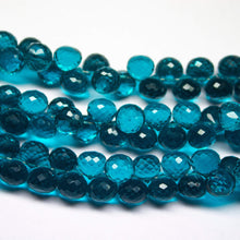 Load image into Gallery viewer, 8 Inch Strand, Teal Blue Quartz Micro Faceted Onion Shape Briolette, Size 8mm Approx - Jalvi &amp; Co.