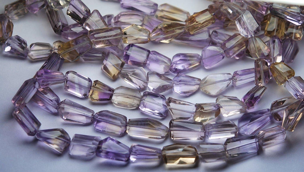 8 Inch Strand, Very Rare, Natural Ametrine Faceted Nuggets, 10-12mm - Jalvi & Co.