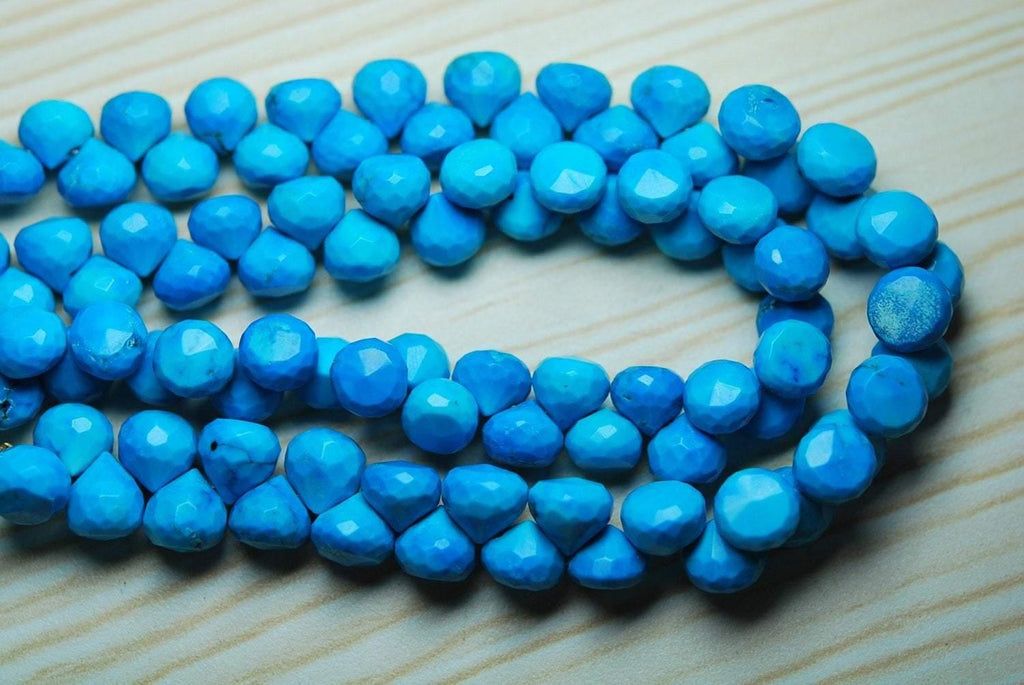 8 Inch Strand,Blue Turquoise Faceted Onion Shape Briolettes, 6mm - Jalvi & Co.