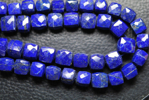 8 Inch Strand,Full Strand, Lapis Lazuli Faceted 3D Box Shape Beads, 7-8mm - Jalvi & Co.