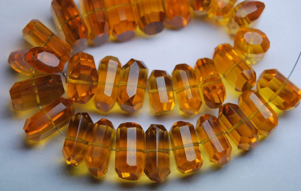 8 Inch Strand,Golden Citrine Quartz Faceted Fancy Cut Nuggets Shape, 12-16mm Long - Jalvi & Co.