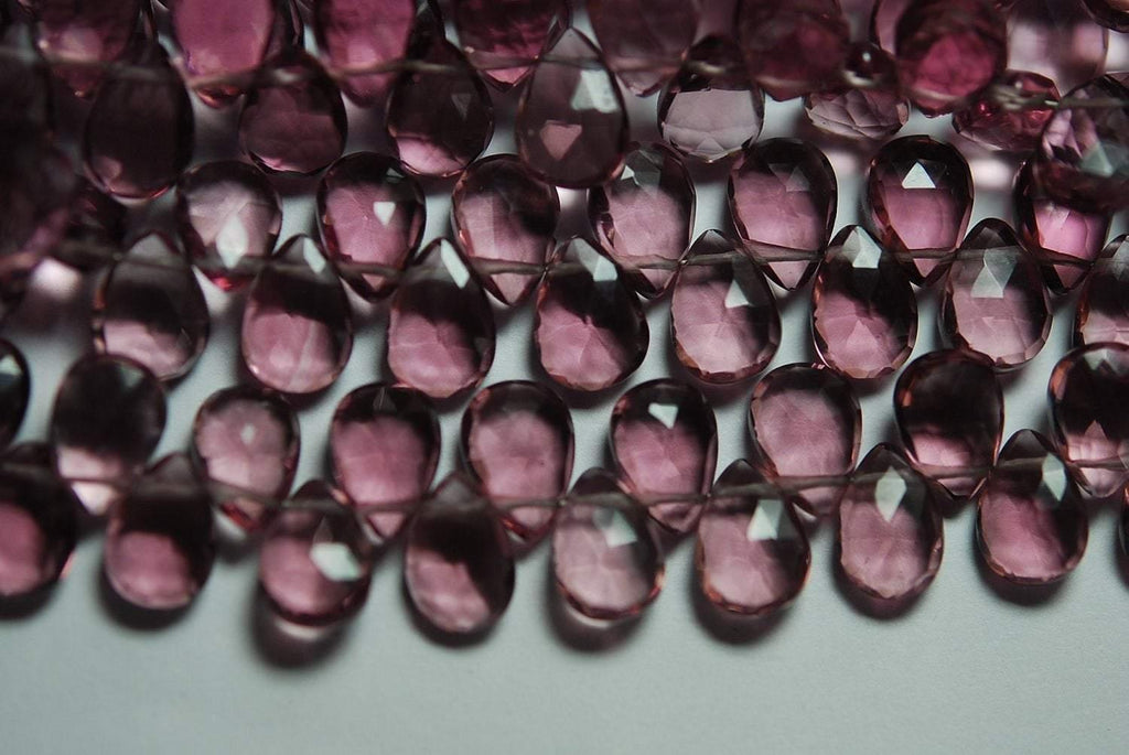 8 Inch Strand,Kunzite Pink Quartz Faceted Pear Briolette,Size 7X10mm - Jalvi & Co.