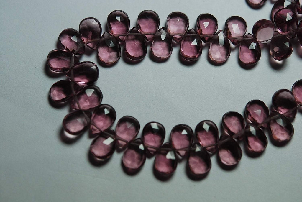 8 Inch Strand,Kunzite Pink Quartz Faceted Pear Briolette,Size 7X10mm - Jalvi & Co.