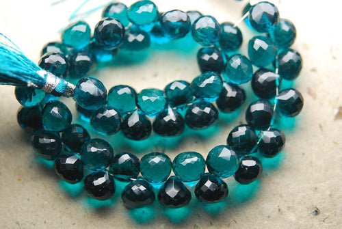 8 Inch Strand,Peacock Blue Quartz Micro Faceted Onion Shape Briolette, Size 7-8mm Approx - Jalvi & Co.