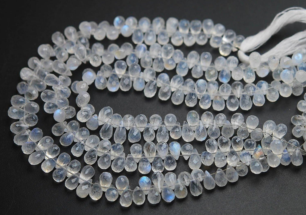 8 Inch Strand,Rainbow Moonstone Faceted Tear Drops Briolettes, 6-6.5mm Size - Jalvi & Co.