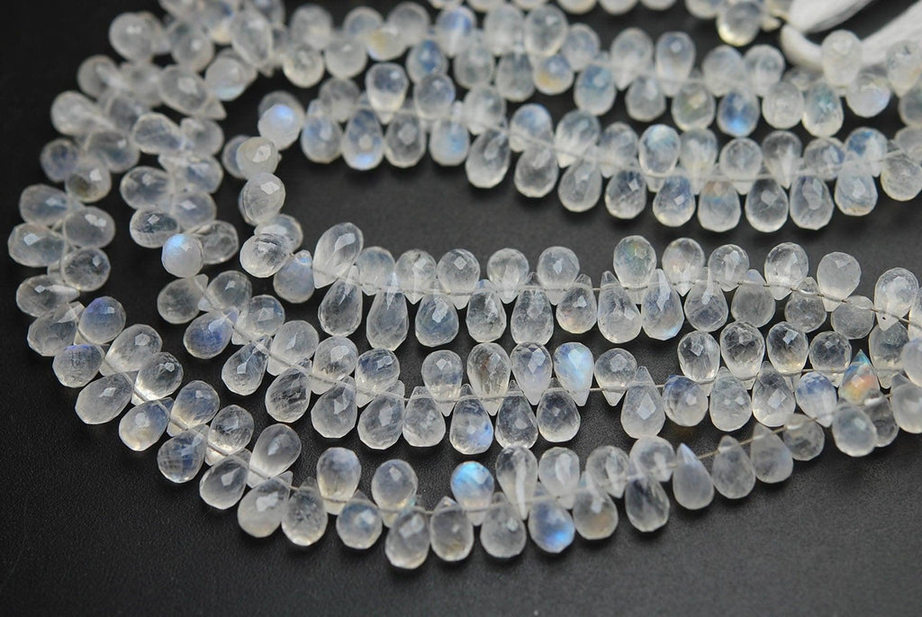 8 Inch Strand,Rainbow Moonstone Faceted Tear Drops Briolettes, 6-6.5mm Size - Jalvi & Co.