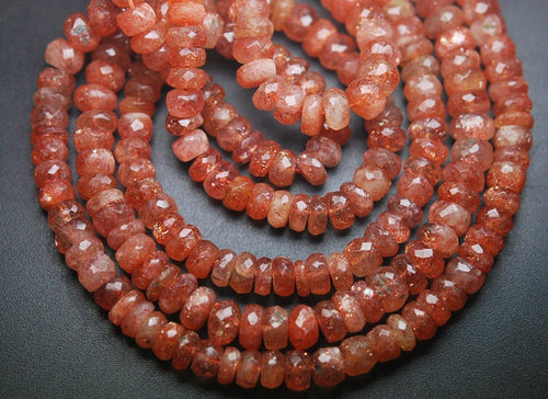 8 Inch Strand,Rare Quality African Sunstone Faceted Rondelles, 7-8mm Size, - Jalvi & Co.