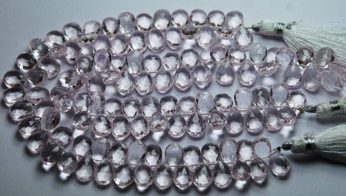 8 Inch Strand,Rose Pink Quartz Faceted Pear Briolette,Size 7X10mm - Jalvi & Co.
