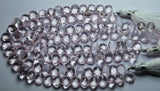 8 Inch Strand,Rose Pink Quartz Faceted Pear Briolette,Size 7X10mm
