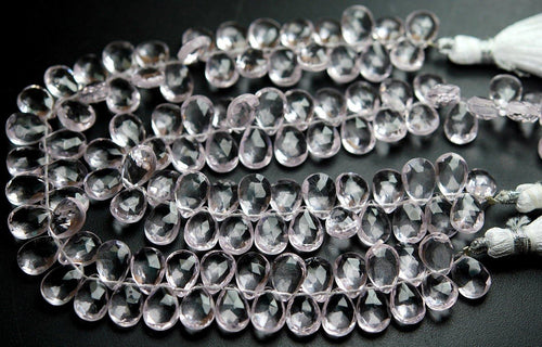 8 Inch Strand,Rose Pink Quartz Faceted Pear Briolette,Size 7X10mm - Jalvi & Co.