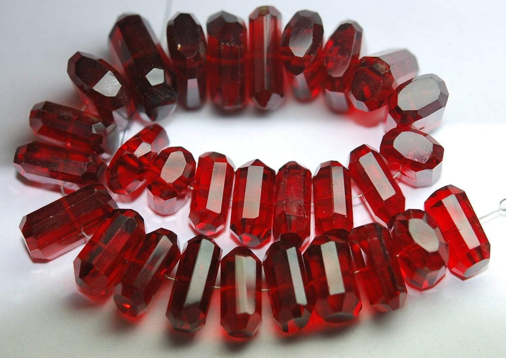 8 Inch Strand,Ruby Red Quartz Faceted Fancy Cut Nuggets Shape, 12-16mm Long - Jalvi & Co.