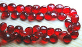 8 Inch Strand,Ruby Red Quartz Micro Faceted Heart Shape Briolette, 10-11mm