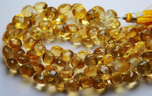 8 Inch Strands, Finest Quality, Natural Citrine Micro Faceted Onions Shape Briolettes 7-7.5mm , - Jalvi & Co.