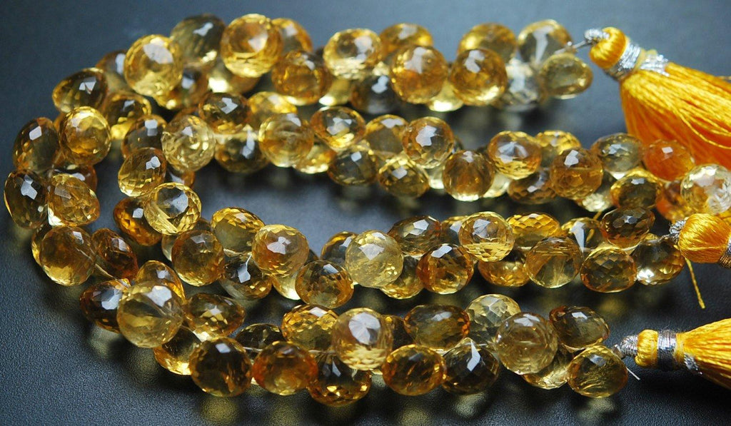 8 Inch Strands, Finest Quality, Natural Citrine Micro Faceted Onions Shape Briolettes 7-7.5mm , - Jalvi & Co.