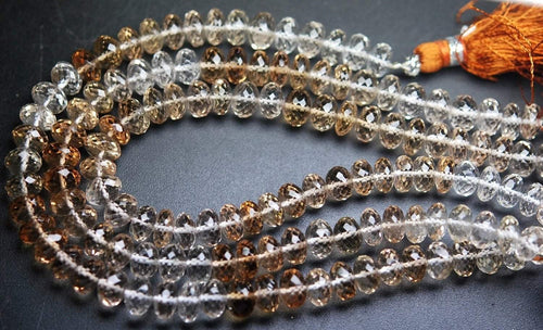 8 Inch Strands, Finest Quality,Imperial Topaz Micro Faceted Rondelles Shape Beads, 6-6.5mm - Jalvi & Co.