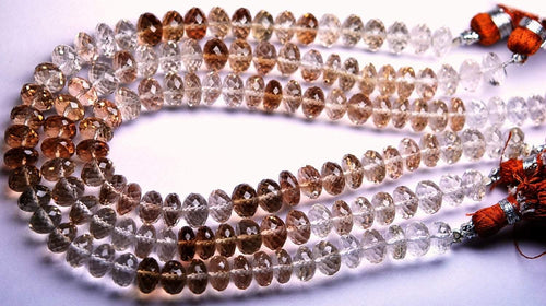 8 Inch Strands, Finest Quality,Imperial Topaz Micro Faceted Rondelles Shape Beads, 6-6.5mm - Jalvi & Co.