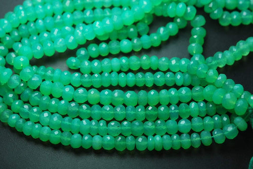 8 Inch Strands,Chrysoprase Chalcedony Faceted Rondelles Shape Beads, 6-7mm Size, - Jalvi & Co.