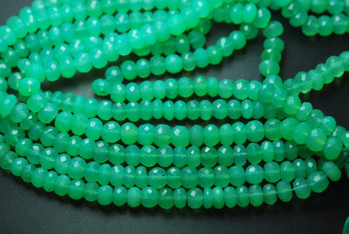 8 Inch Strands,Chrysoprase Chalcedony Faceted Rondelles Shape Beads, 6-7mm Size, - Jalvi & Co.