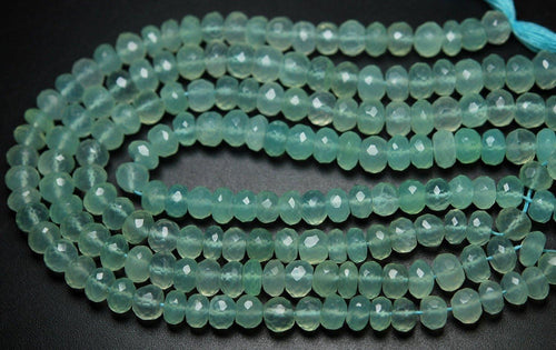 8 Inch Strand,Sea Green Aqua Chalcedony Micro Faceted Rondelled, 7.5-8mm Approx - Jalvi & Co.