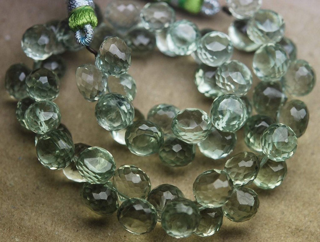 8 Inch Strand,Super Rare Aaa Natural Green Amethyst Faceted Onion Shape Briolettes Size 8-9mm - Jalvi & Co.