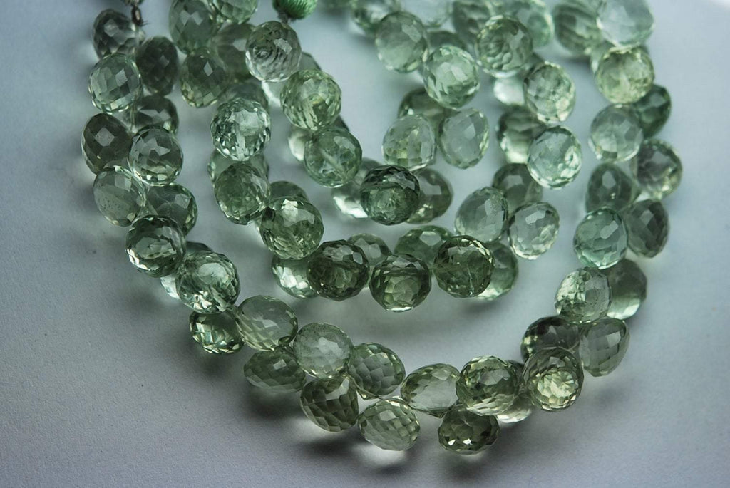 8 Inch Strand,Super Rare Aaa Natural Green Amethyst Faceted Onion Shape Briolettes Size 8-9mm - Jalvi & Co.