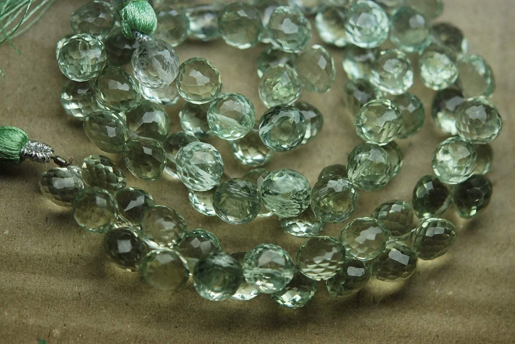 8 Inch Strand,Super Rare Aaa Natural Green Amethyst Faceted Onion Shape Briolettes Size 8-9mm - Jalvi & Co.