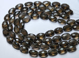 8 Inch Strand,Super Rare Aaa Natural Smoky Quartz Faceted Oval Shape Briolettes Calibrated Size 9X12mm