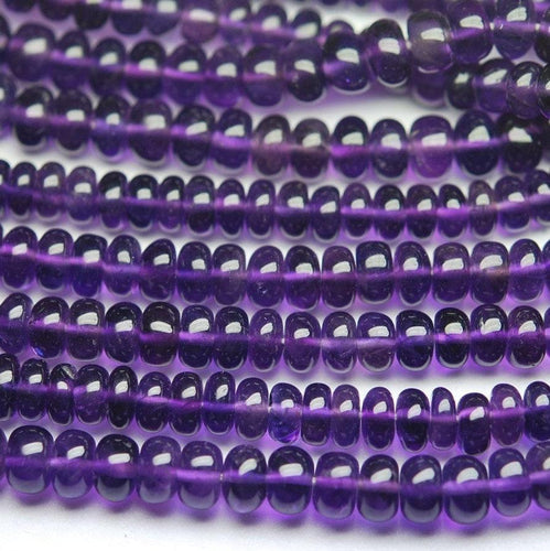 8 Inch Strand,Super Rare Finest Quality Purple Natural African Amethyst Smooth Polished Rondelles 5-5.5mm - Jalvi & Co.