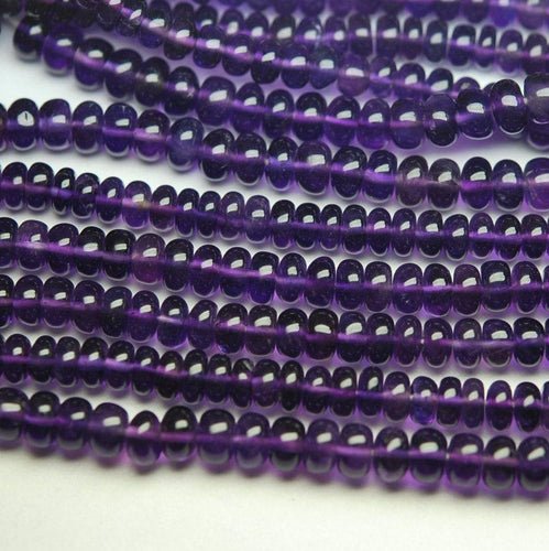8 Inch Strand,Super Rare Finest Quality Purple Natural African Amethyst Smooth Polished Rondelles 5-5.5mm - Jalvi & Co.