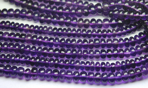 8 Inch Strand,Super Rare Finest Quality Purple Natural African Amethyst Smooth Polished Rondelles 6-6.5mm - Jalvi & Co.
