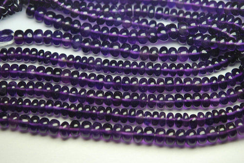 8 Inch Strand,Super Rare Finest Quality Purple Natural African Amethyst Smooth Polished Rondelles 6-6.5mm - Jalvi & Co.