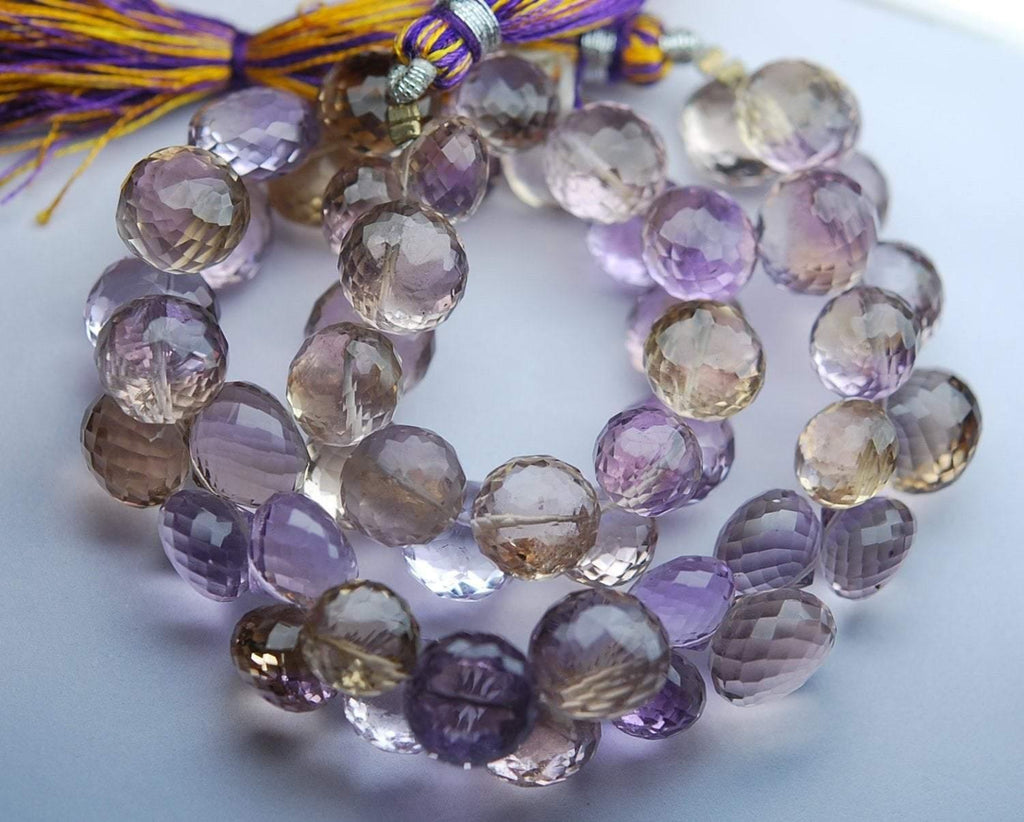 8 Inch Strand,Superb-Finest Quality Aaa Quality Ametrine Faceted Onion Shape Briolettes, 9-11.5mm Size - Jalvi & Co.