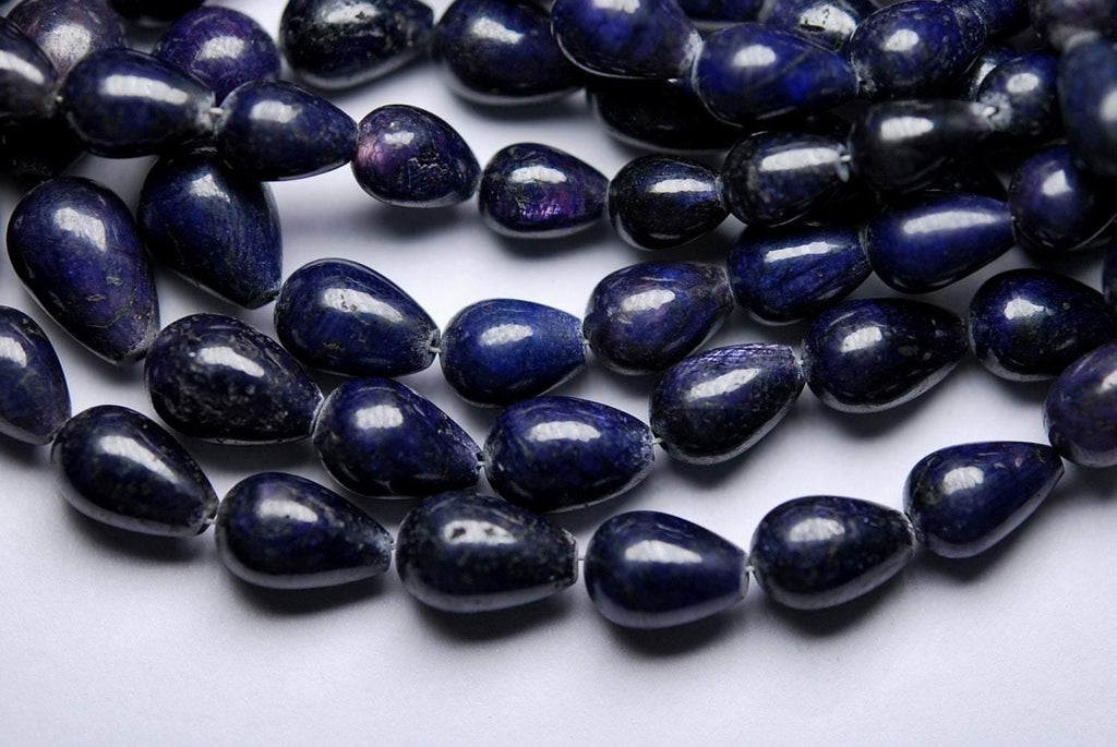 8 Inch Strand,Superb-Finest Quality, Dyed Natural Blue Sapphire Smooth Full Drilled Drops Briolettes, 8-6mm Size, - Jalvi & Co.