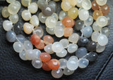 8 Inch Strand,Superb-Finest Quality Multi Moonstone Faceted Onion Shape Briolettes, 8.5-9mm Size