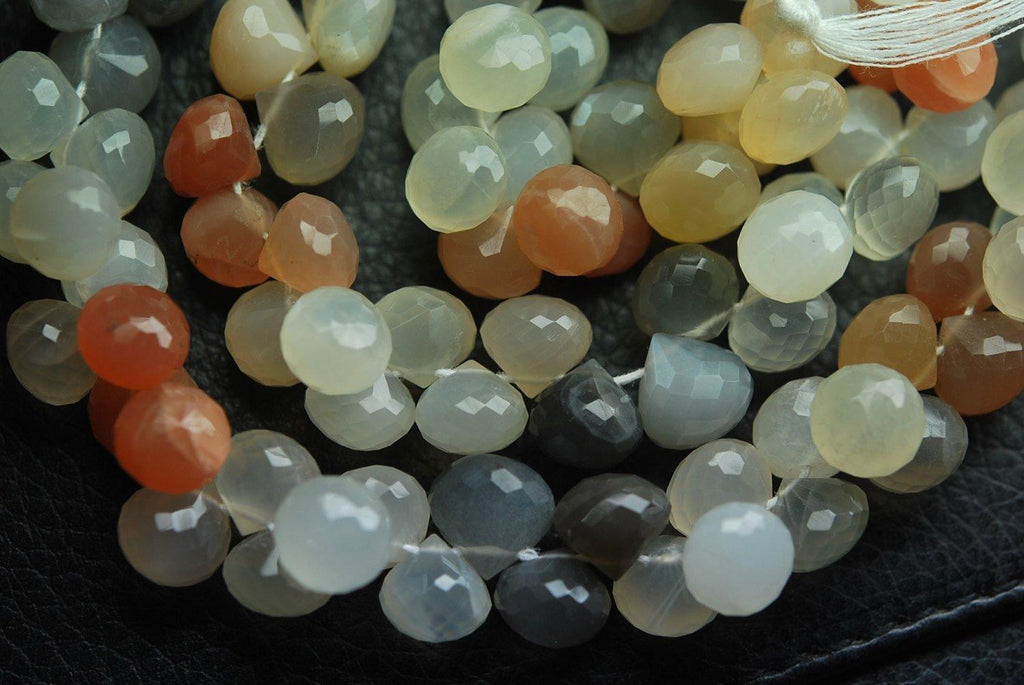 8 Inch Strand,Superb-Finest Quality Multi Moonstone Faceted Onion Shape Briolettes, 8.5-9mm Size - Jalvi & Co.