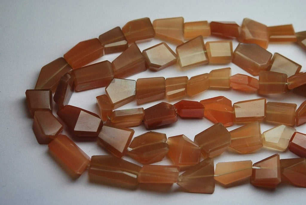 8 Inch Strand,Superb-Finest Quality Peach Moonstone Step Cut Faceted Nuggets, 12-16mm Size - Jalvi & Co.