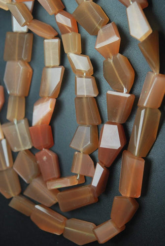 8 Inch Strand,Superb-Finest Quality Peach Moonstone Step Cut Faceted Nuggets, 12-16mm Size - Jalvi & Co.