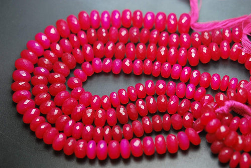 8 Inch Strand,Superb-Finest Quality Pink Chalcedony Faceted Rondelles Shape Beads, 8-10mm Size, - Jalvi & Co.