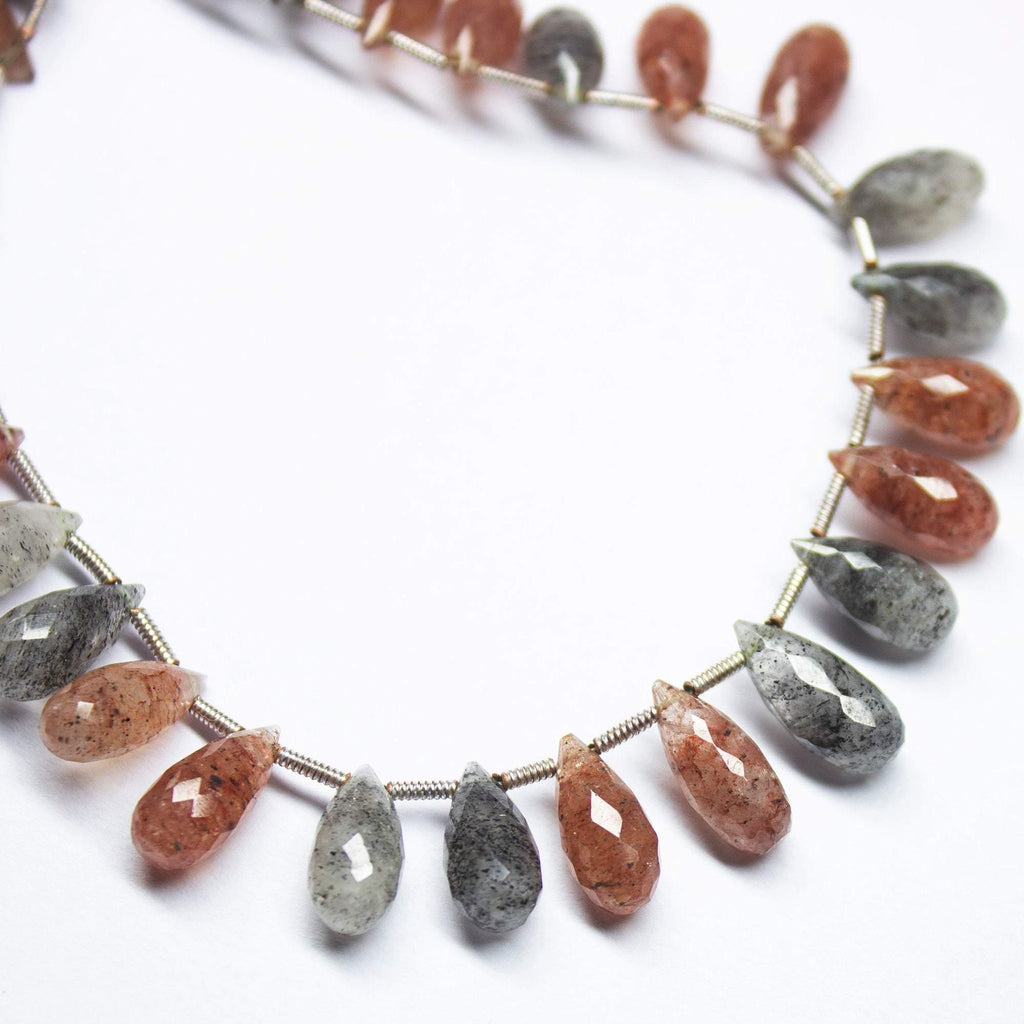 8 Inches, 10-12mm, Natural Halidot Quartz Faceted Tear Drop Briolette Beads Strand - Jalvi & Co.