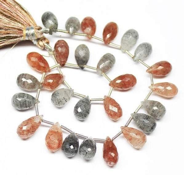 8 Inches, 10-12mm, Natural Halidot Quartz Faceted Tear Drop Briolette Beads Strand - Jalvi & Co.