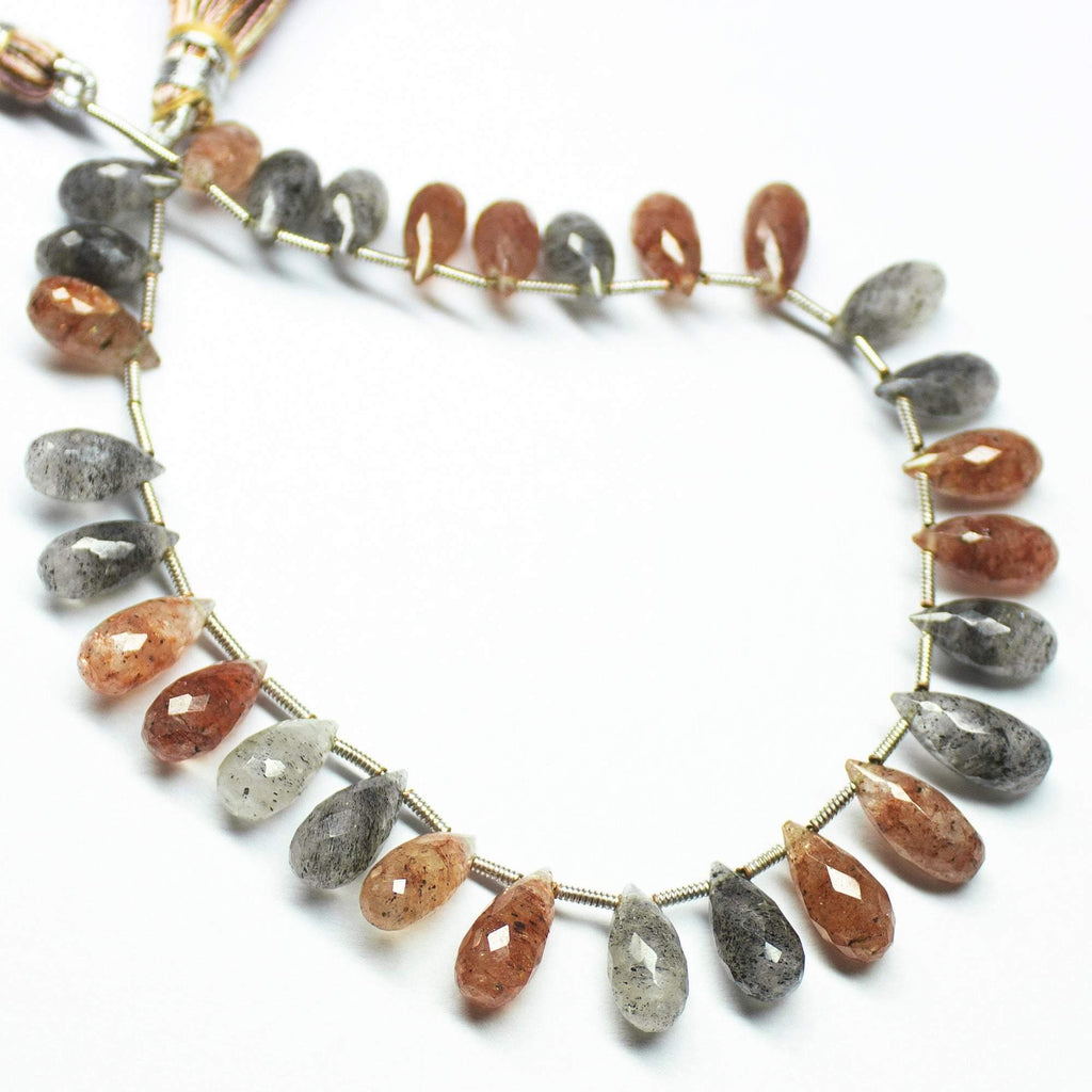 8 Inches, 10-12mm, Natural Halidot Quartz Faceted Tear Drop Briolette Beads Strand - Jalvi & Co.