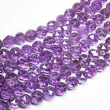 8 inches, 10-12mm, Natural Purple Amethyst AA Grade Rose Cut Round Sphere Loose Gemstone Beads
