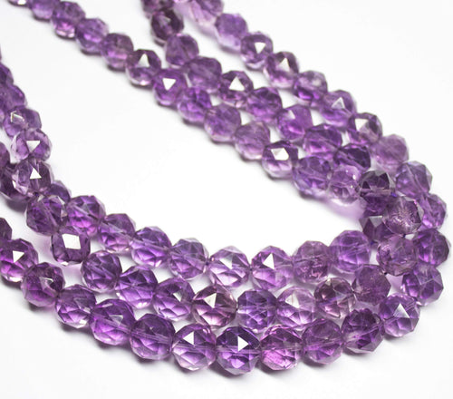 8 inches, 10-12mm, Natural Purple Amethyst AA Grade Rose Cut Round Sphere Loose Gemstone Beads - Jalvi & Co.